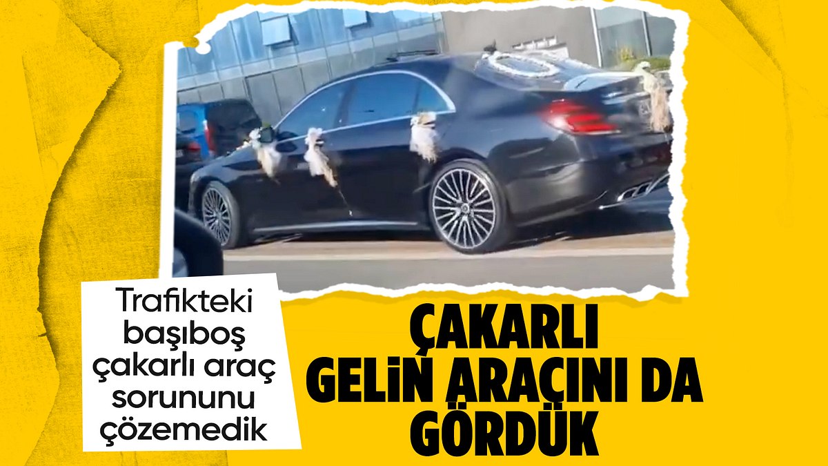 İstanbul trafiğinde çakarlı gelin arabası görüldü