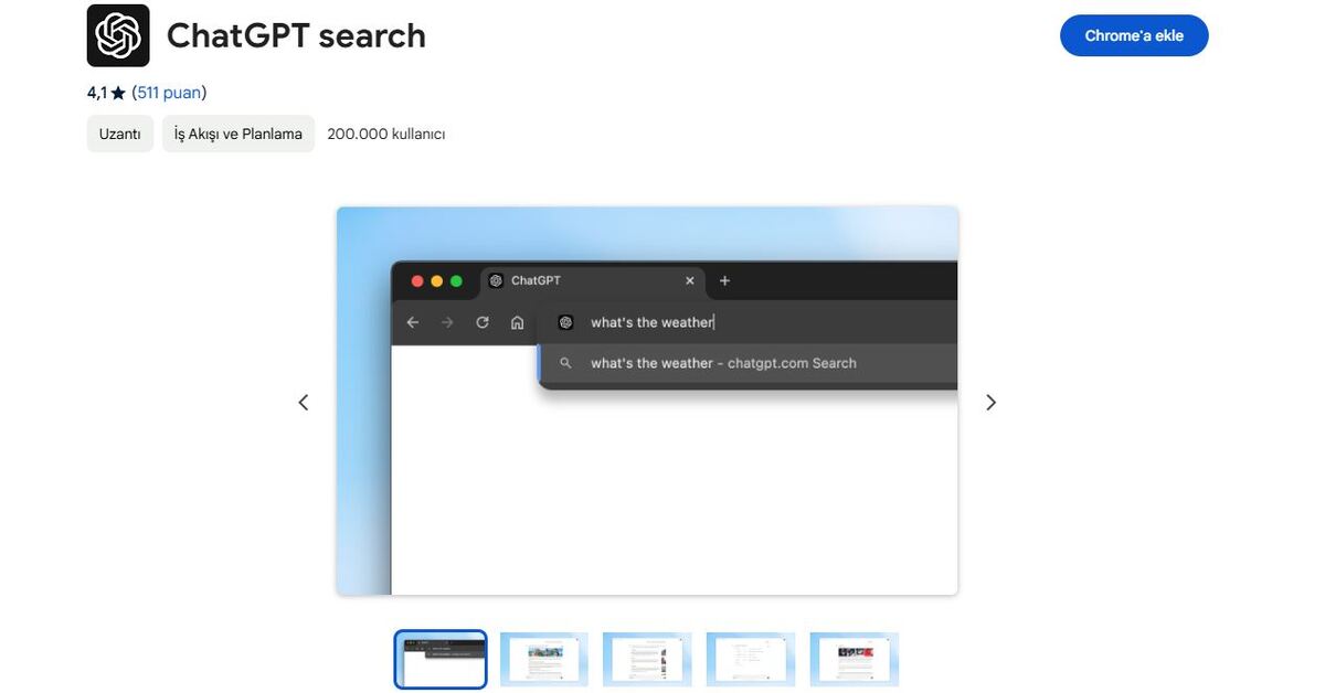 Google Chrome için yapay zekalı arama motoru eklentisi ChatGPT Search